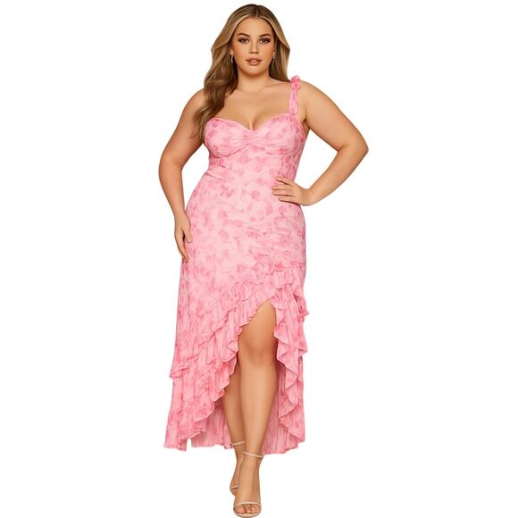Sugar Thrillz Dolls Kill Pink Floral Ruffle Maxi Dress Size XXL - Picture 9 of 9